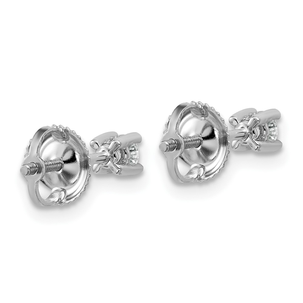 14k White Gold 1/5 carat Lab Grown Diamond VS/SI+ G+ Round Complete Four Prong Screwback Heavyweight Stud Earrings (EM1006S-020-WLG)