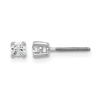 14K White Gold 0.20 Carat Lab Grown Diamond VS+ F+ Round Complete Four Prong Screwback Heavyweight Stud Earrings view 1