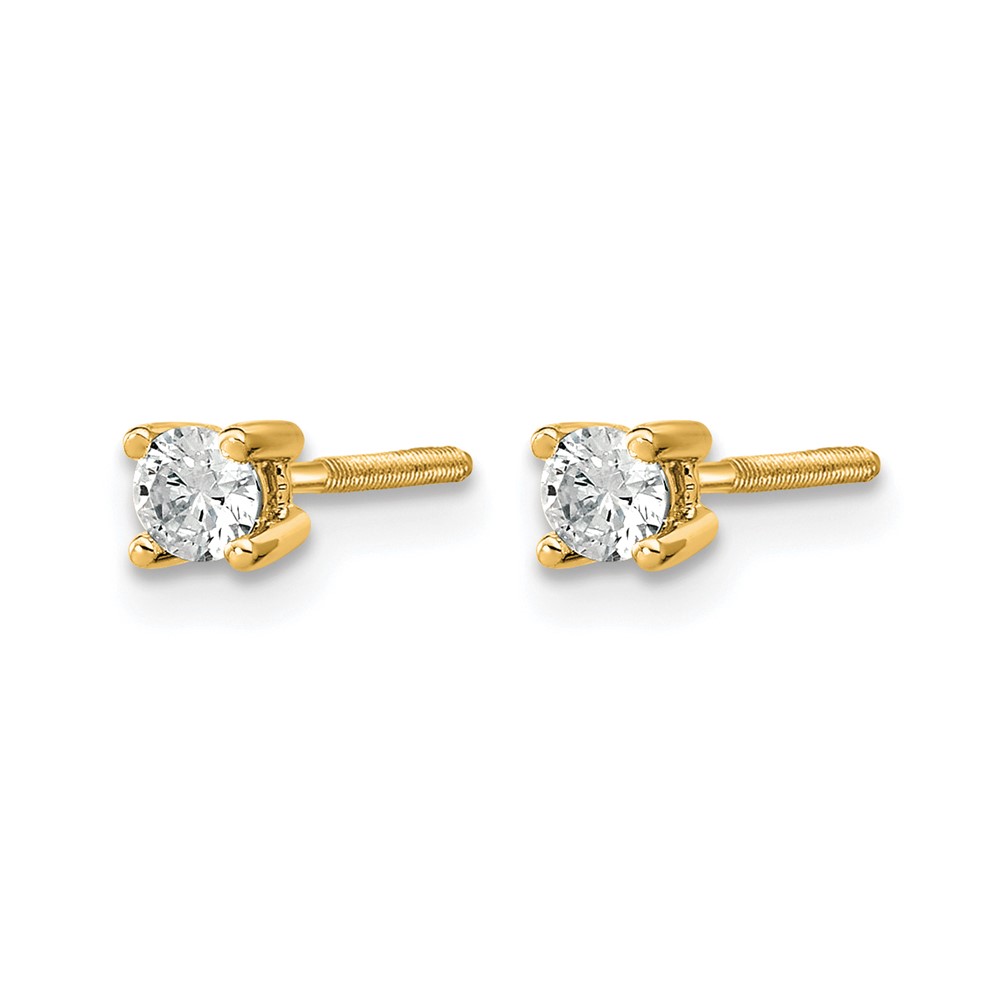 14k 1/5 carat Lab Grown Diamond VS+ F+ Round Complete Four Prong Screwback Heavyweight Stud Earrings (EM1006S-020-LD)