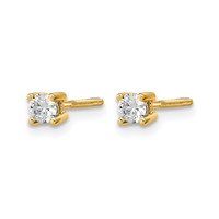 14K Yellow Gold 0.20 Carat Certified Lab Grown Diamond VS SI+ G+ Round Complete Four Prong Screwback Heavyweight Stud Earrings view 2