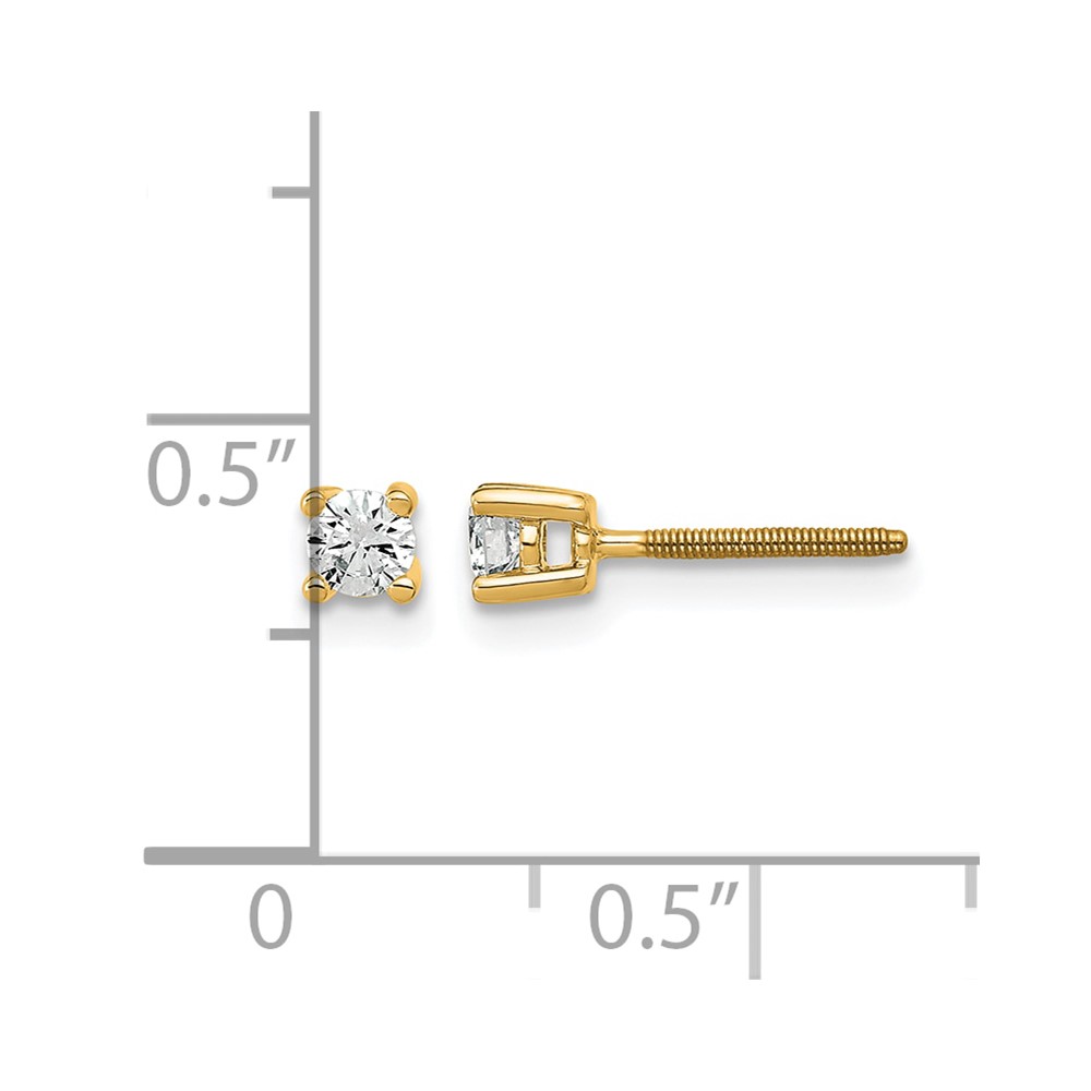14k 1/5 carat Lab Grown Diamond VS+ F+ Round Complete Four Prong Screwback Heavyweight Stud Earrings (EM1006S-020-LD)