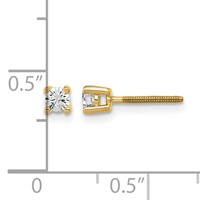 14K Yellow Gold 0.20 Carat Certified Lab Grown Diamond VS SI+ G+ Round Complete Four Prong Screwback Heavyweight Stud Earrings view 4