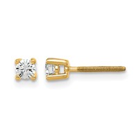 14K Yellow Gold 0.20 Carat Certified Lab Grown Diamond VS SI+ G+ Round Complete Four Prong Screwback Heavyweight Stud Earrings view 1