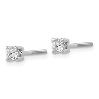 18K White Gold 0.25 Carat Lab Grown Diamond VS+ F+ Round Complete Four Prong Screwback Stud Earrings view 2