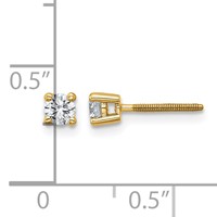 18K Yellow Gold 0.25 Carat Certified Lab Grown Diamond VS+ F+ Round Complete Four Prong Screwback Stud Earrings view 4
