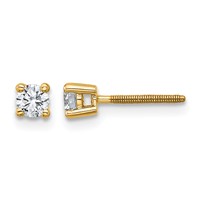 18K Yellow Gold 0.25 Carat Certified Lab Grown Diamond VS+ F+ Round Complete Four Prong Screwback Stud Earrings view 1