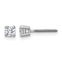 Platinum 0.25 Carat Lab Grown Diamond VS+ F+ Round Complete Four Prong Screwback Stud Earrings view 1