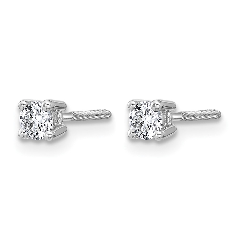 14k White Gold 1/4 carat Lab Grown Diamond VS+ F+ Round Complete Four Prong Screwback Heavyweight Stud Earrings (EM1006S-025-WLD)