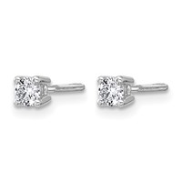14K White Gold 0.25 Carat Certified Lab Grown Diamond VS+ F+ Round Complete Four Prong Screwback Heavyweight Stud Earrings view 2