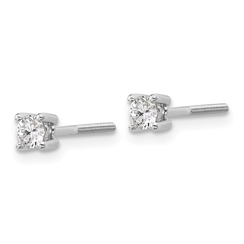 14k White Gold 1/4 ctw Certified Lab Grown Diamond VS+ F+ Round 4 Prong Heavy Wt. Screwback Stud Earrings