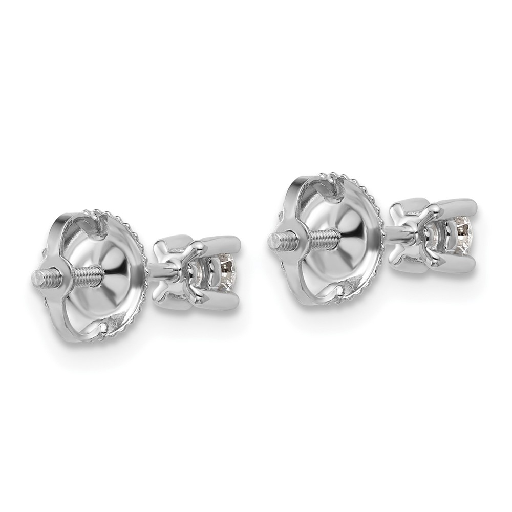 14k White Gold 1/4 carat Lab Grown Diamond VS+ F+ Round Complete Four Prong Screwback Heavyweight Stud Earrings (EM1006S-025-WLD)