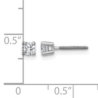 14K White Gold 0.25 Carat Certified Lab Grown Diamond VS+ F+ Round Complete Four Prong Screwback Heavyweight Stud Earrings view 5