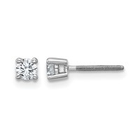 14K White Gold 0.25 Carat Certified Lab Grown Diamond VS+ F+ Round Complete Four Prong Screwback Heavyweight Stud Earrings view 1