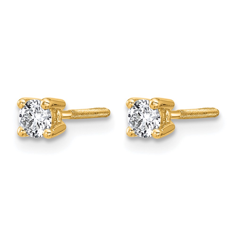 14k 1/4 carat Lab Grown Diamond VS+ F+ Round Complete Four Prong Screwback Heavyweight Stud Earrings (EM1006S-025-LD)