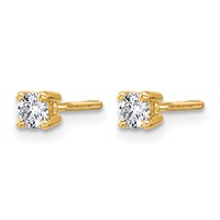 14K Yellow Gold 0.25 Carat Lab Grown Diamond VS SI+ G+ Round Complete Four Prong Screwback Heavyweight Stud Earrings view 2
