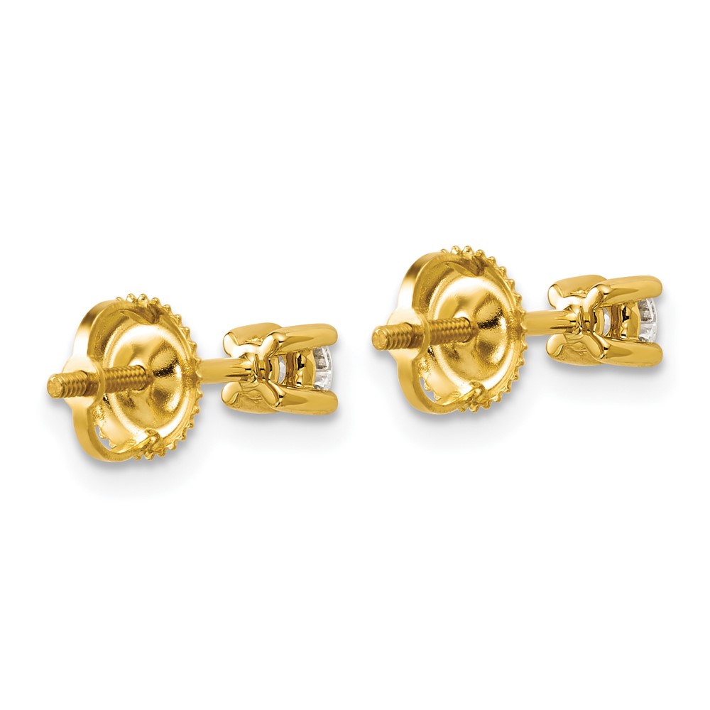 14k 1/4 carat Lab Grown Diamond VS+ F+ Round Complete Four Prong Screwback Heavyweight Stud Earrings (EM1006S-025-LD)