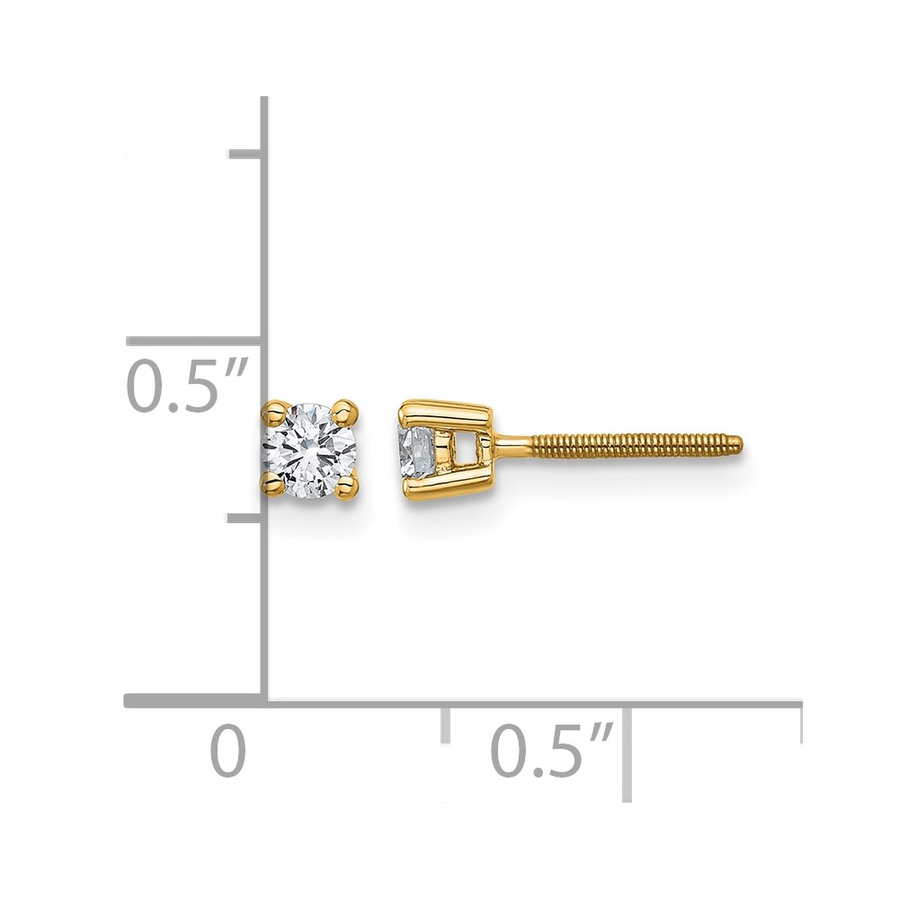 14k 1/4 carat Lab Grown Diamond VS+ F+ Round Complete Four Prong Screwback Heavyweight Stud Earrings (EM1006S-025-LD)