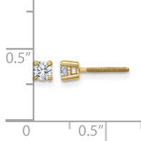 14K Yellow Gold 0.25 Carat Lab Grown Diamond VS SI+ G+ Round Complete Four Prong Screwback Heavyweight Stud Earrings view 5