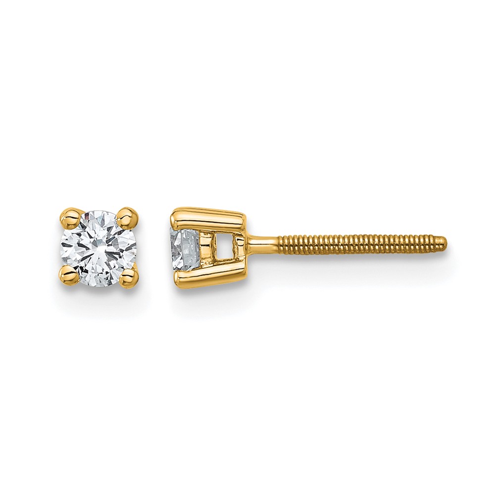 14k 1/4 carat Certified Lab Grown Diamond VS+ F+ Round Complete Four Prong Screwback Heavyweight Stud Earrings (EM1006S-025C-LD)