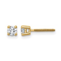 14K Yellow Gold 0.25 Carat Lab Grown Diamond VS SI+ G+ Round Complete Four Prong Screwback Heavyweight Stud Earrings view 1