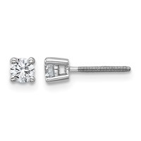 18K White Gold 0.33 Carat Certified Lab Grown Diamond VS+ F+ Round Complete Four Prong Screwback Stud Earrings view 1