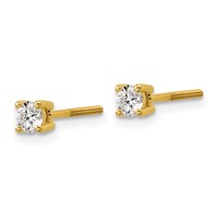 18K Yellow Gold 0.33 Carat Certified Lab Grown Diamond VS+ F+ Round Complete Four Prong Screwback Stud Earrings view 2