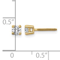 18K Yellow Gold 0.33 Carat Certified Lab Grown Diamond VS+ F+ Round Complete Four Prong Screwback Stud Earrings view 4