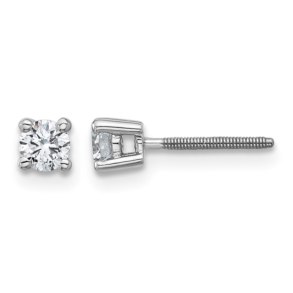Platinum 0.33 Carat Certified Lab Grown Diamond VS+ F+ Round Complete Four Prong Screwback Stud Earrings