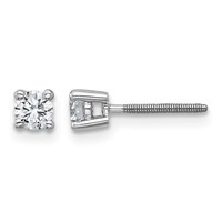 Platinum 0.33 Carat Certified Lab Grown Diamond VS+ F+ Round Complete Four Prong Screwback Stud Earrings view 1