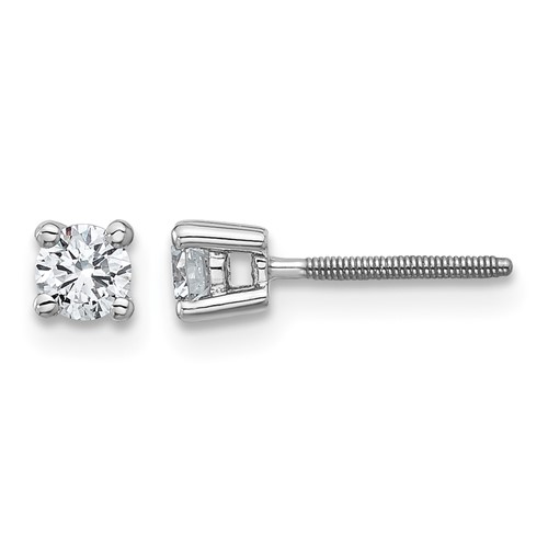 Platinum 0.33 Carat Certified Lab Grown Diamond VS+ F+ Round Complete Four Prong Screwback Stud Earrings