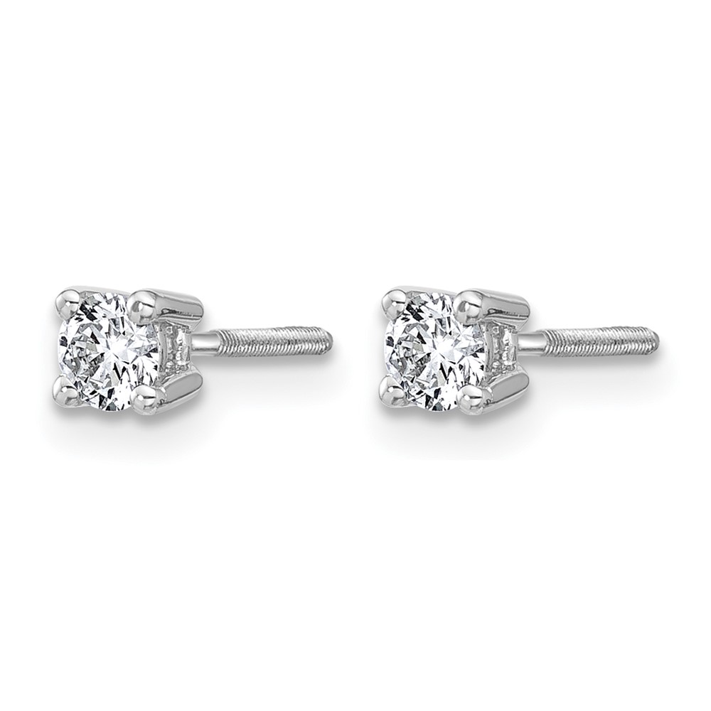 14k White Gold 1/3 carat Lab Grown Diamond VS+ F+ Round Complete Four Prong Screwback Heavyweight Stud Earrings (EM1006S-033-WLD)