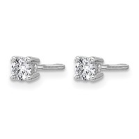14K White Gold 0.33 Carat Lab Grown Diamond VS+ F+ Round Complete Four Prong Screwback Heavyweight Stud Earrings view 2