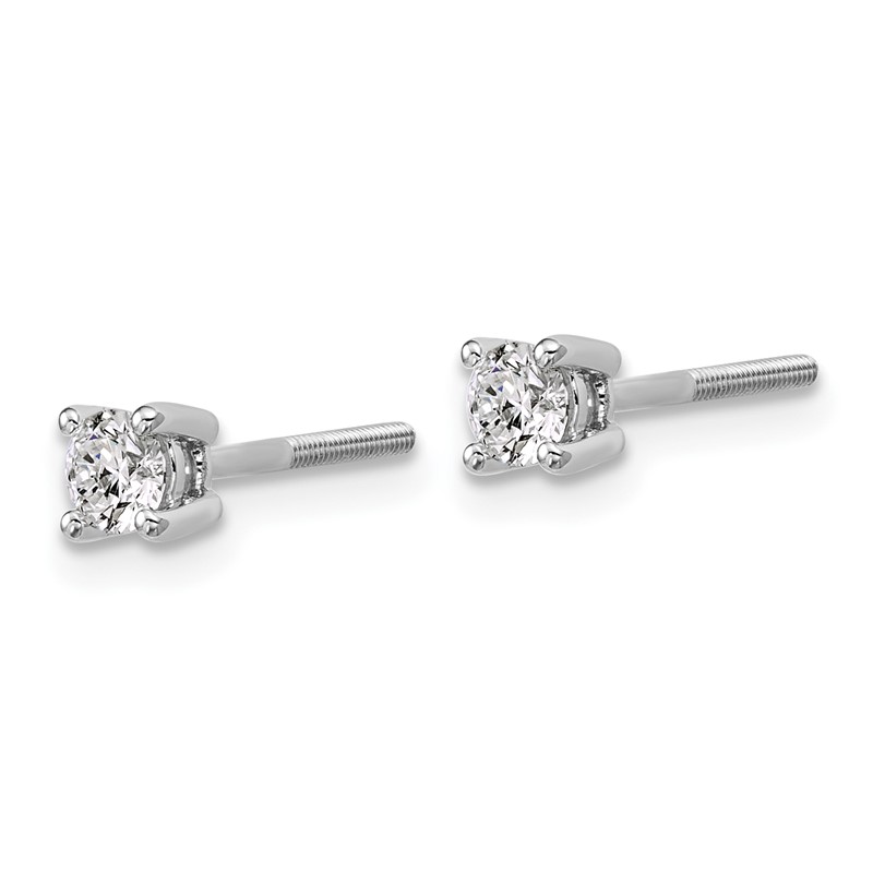 14k White Gold 1/3 ctw Lab Grown Diamond VS+ F+ Round 4 Prong Heavy Wt. Screwback Stud Earrings