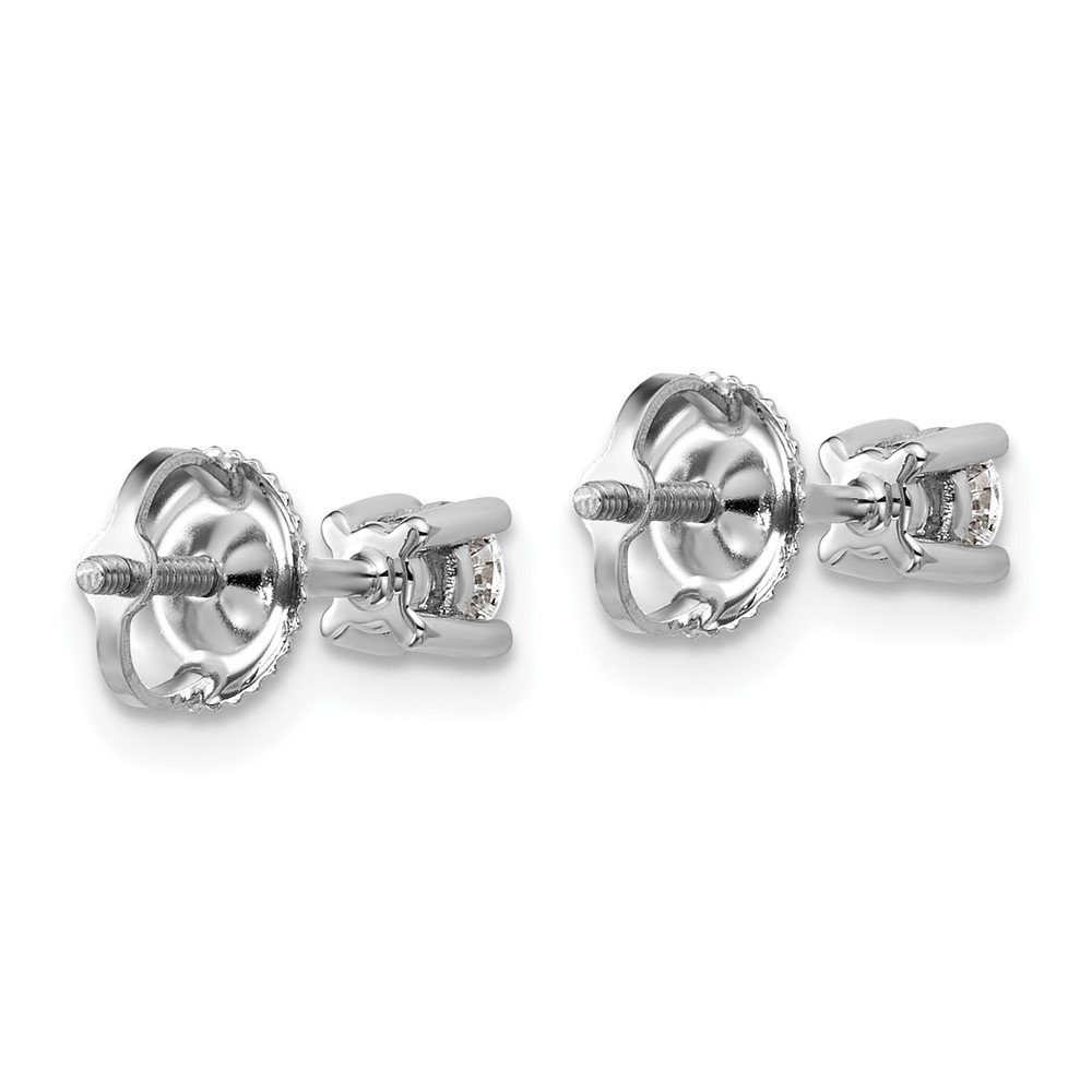 14k White Gold 1/3 carat Lab Grown Diamond VS+ F+ Round Complete Four Prong Screwback Heavyweight Stud Earrings (EM1006S-033-WLD)