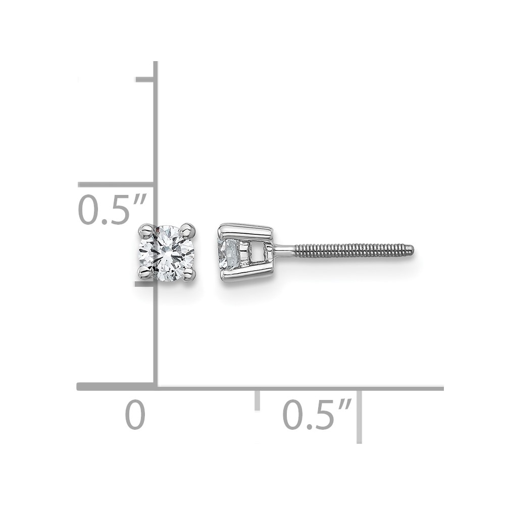 14k White Gold 1/3 carat Lab Grown Diamond VS+ F+ Round Complete Four Prong Screwback Heavyweight Stud Earrings (EM1006S-033-WLD)