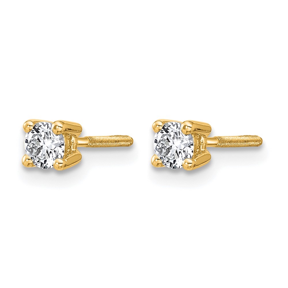 14k 1/3 carat Lab Grown Diamond VS/SI+ G+ Round Complete Four Prong Screwback Heavyweight Stud Earrings (EM1006S-033-LG)