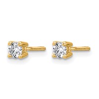 14K Yellow Gold 0.33 Carat Certified Lab Grown Diamond VS+ F+ Round Complete Four Prong Screwback Heavyweight Stud Earrings view 2