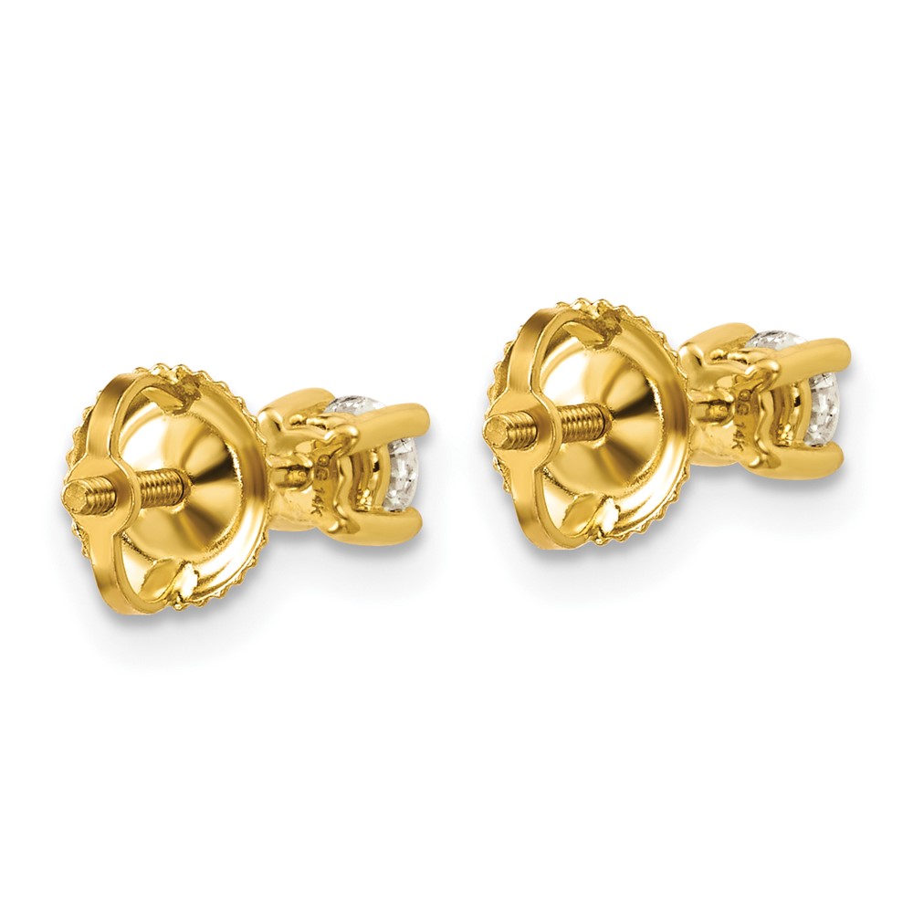 14k 1/3 carat Lab Grown Diamond VS/SI+ G+ Round Complete Four Prong Screwback Heavyweight Stud Earrings (EM1006S-033-LG)