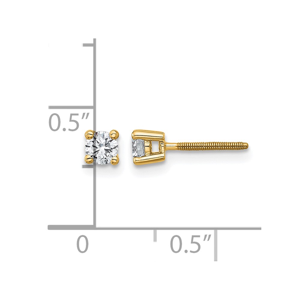 14k 1/3 carat Lab Grown Diamond VS/SI+ G+ Round Complete Four Prong Screwback Heavyweight Stud Earrings (EM1006S-033-LG)