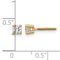 14K Yellow Gold 0.33 Carat Certified Lab Grown Diamond VS+ F+ Round Complete Four Prong Screwback Heavyweight Stud Earrings view 5