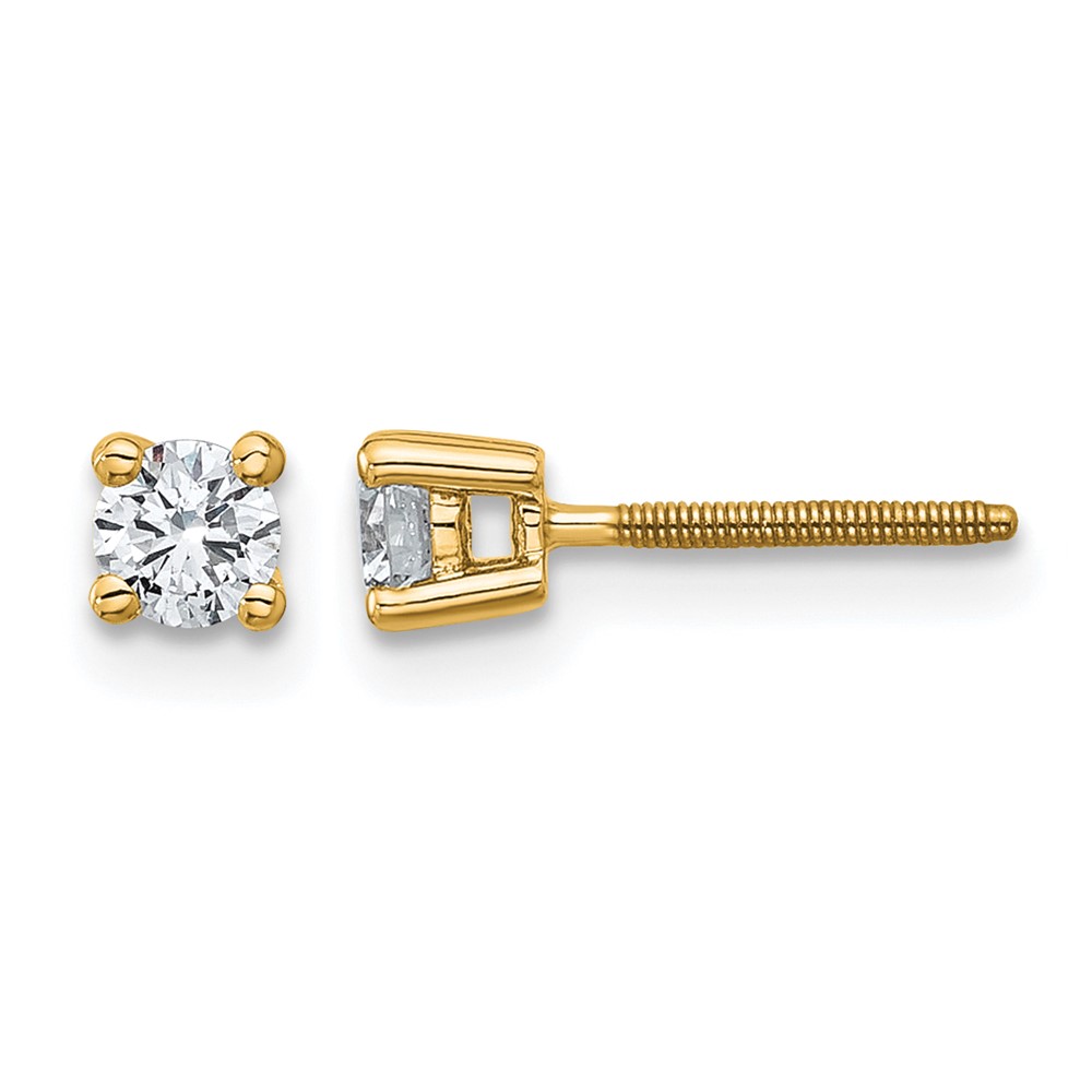 14k 1/3 carat Lab Grown Diamond VS+ F+ Round Complete Four Prong Screwback Heavyweight Stud Earrings (EM1006S-033-LD)