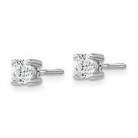 18K White Gold 0.50 Carat Lab Grown Diamond VS+ F+ Round Complete Four Prong Screwback Stud Earrings view 2