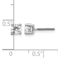 18K White Gold 0.50 Carat Lab Grown Diamond VS+ F+ Round Complete Four Prong Screwback Stud Earrings view 4