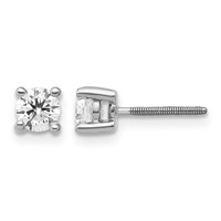 18K White Gold 0.50 Carat Lab Grown Diamond VS+ F+ Round Complete Four Prong Screwback Stud Earrings view 1
