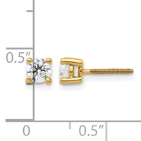 18K Yellow Gold 0.50 Carat Lab Grown Diamond VS+ F+ Round Complete Four Prong Screwback Stud Earrings view 4