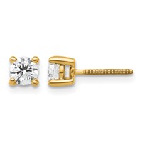 18K Yellow Gold 0.50 Carat Lab Grown Diamond VS+ F+ Round Complete Four Prong Screwback Stud Earrings view 1