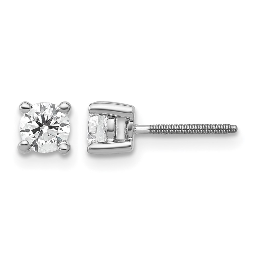 Platinum 0.50 Carat Certified Lab Grown Diamond VS+ F+ Round Complete Four Prong Screwback Stud Earrings