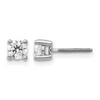 Platinum 0.50 Carat Certified Lab Grown Diamond VS+ F+ Round Complete Four Prong Screwback Stud Earrings view 1