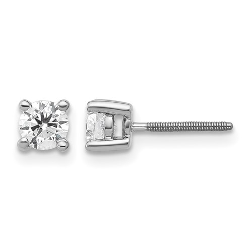 Platinum 0.50 Carat Lab Grown Diamond VS+ F+ Round Complete Four Prong Screwback Stud Earrings