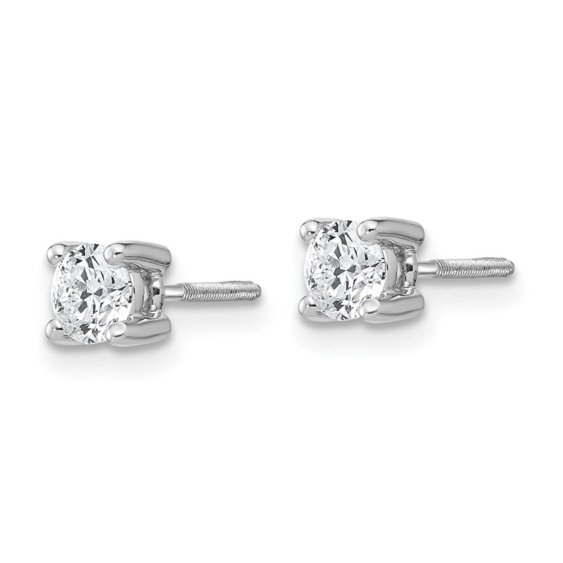 14k White Gold 1/2 ctw Certified Lab Grown Diamond VS+ F+ Round 4 Prong Heavy Wt. Screwback Stud Earrings